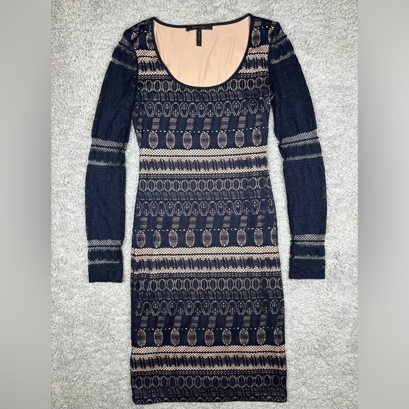 BCBGMaxazria Dress Womens Extra Small Crochet Sheath Bodycon Sexy Night Out - Picture 1 of 7